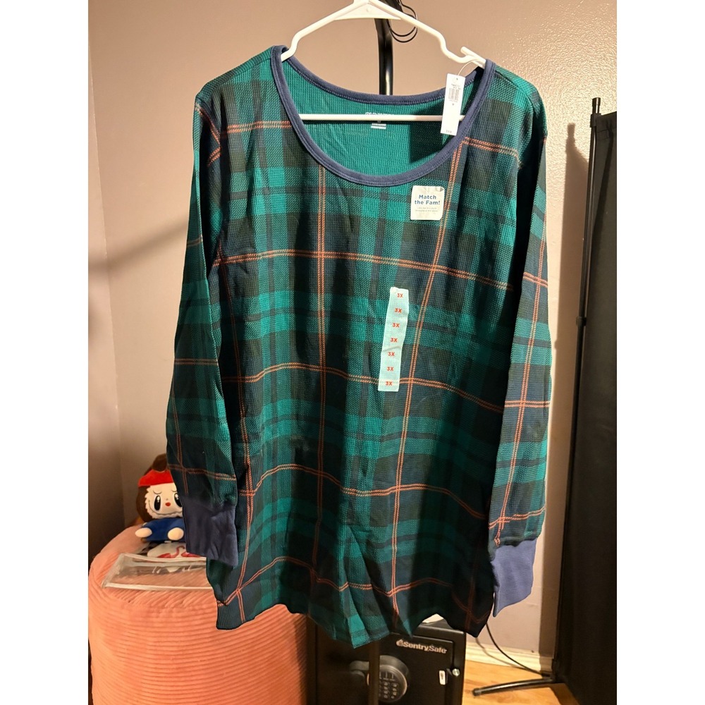 Old Navy Tartan Plaid Thermal Shirt Sz 3X